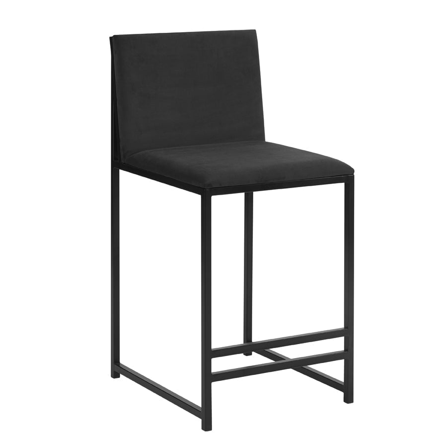 DUS-CC2-05265 Grade-B Dusk Rae Set Of 2 Barstools - Velvet - Charcoal RRP £159.00