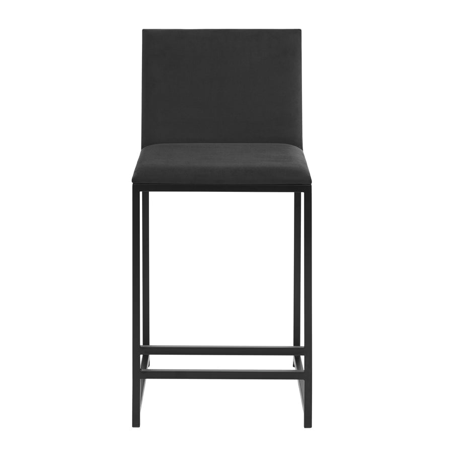 DUS-CC2-05265 Grade-B Dusk Rae Set Of 2 Barstools - Velvet - Charcoal RRP £159.00