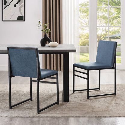 DUS-GOL-06019 Grade-B Dusk Rae Set of 2 Dining Chairs - Velvet - Blue RRP £59