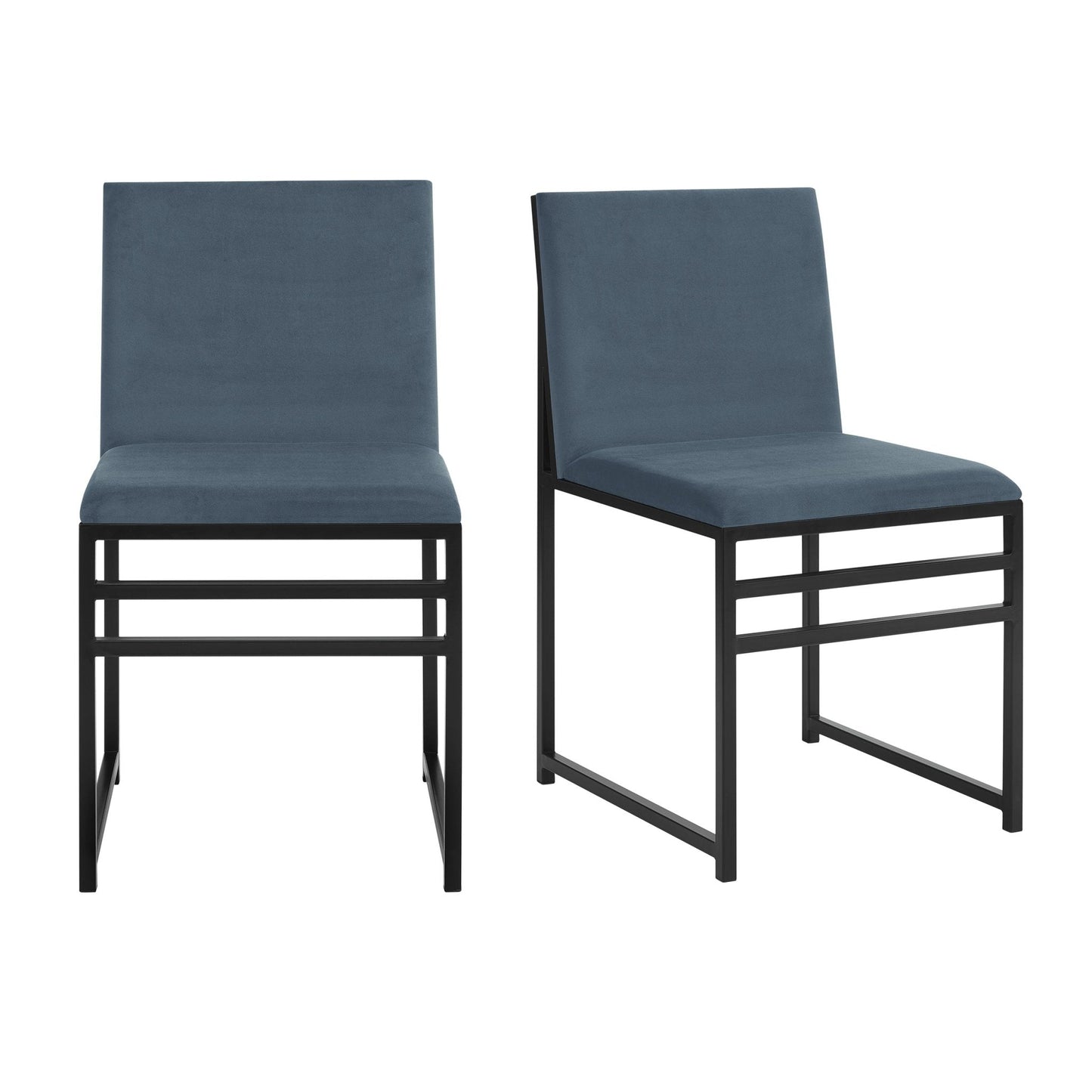 DUS-GOL-06019 Grade-B Dusk Rae Set of 2 Dining Chairs - Velvet - Blue RRP £59