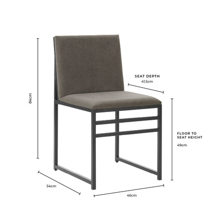 DUS-CC2-02390 Grade-B Dusk Rae Set of 2 Dining Chairs - Velvet - Charcoal RRP £139.00