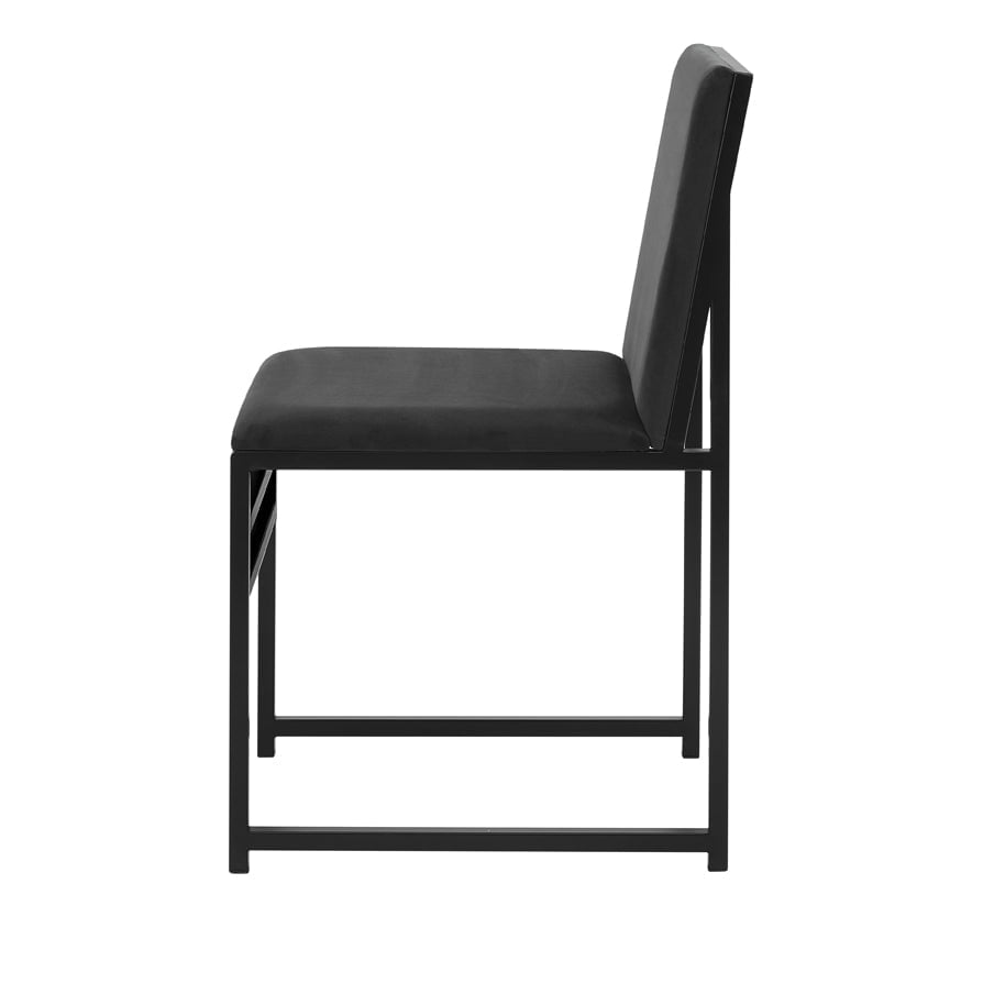 DUS-GOL-06438 Grade-B Dusk Rae Set of 2 Dining Chairs - Velvet - Charcoal RRP £139