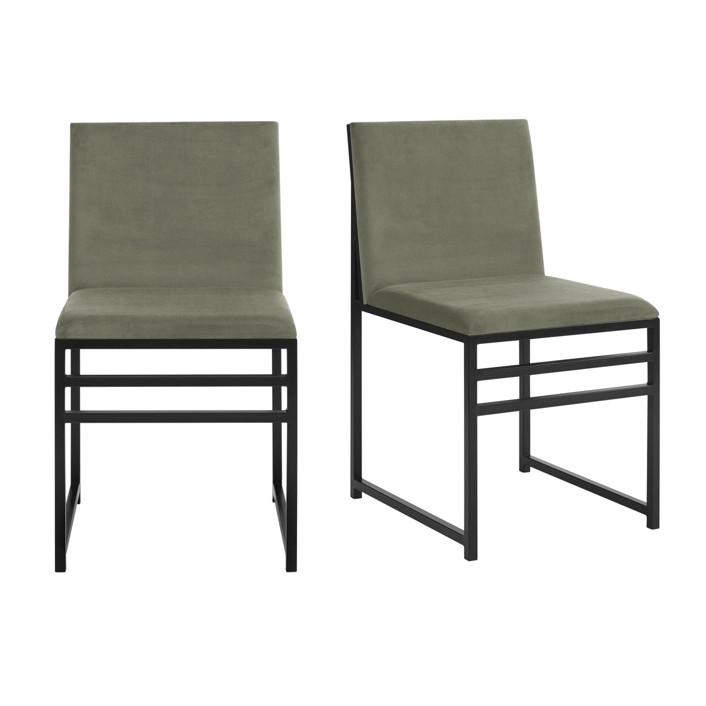 DUS-GOL-00767 Grade-B Dusk Rae Set of 2 Dining Chairs - Velvet - Sage Green RRP £101