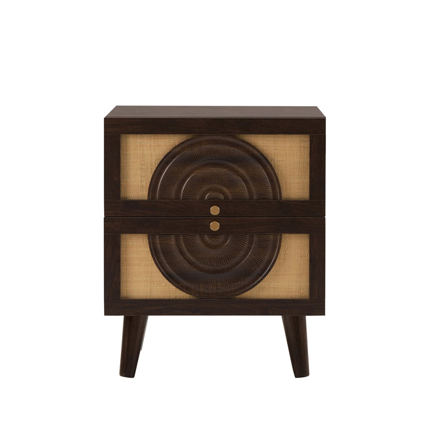 DUS-CC2-04108 Grade-B Dusk Raven Rattan 2 Drawer Bedside Table - Walnut RRP £119.00
