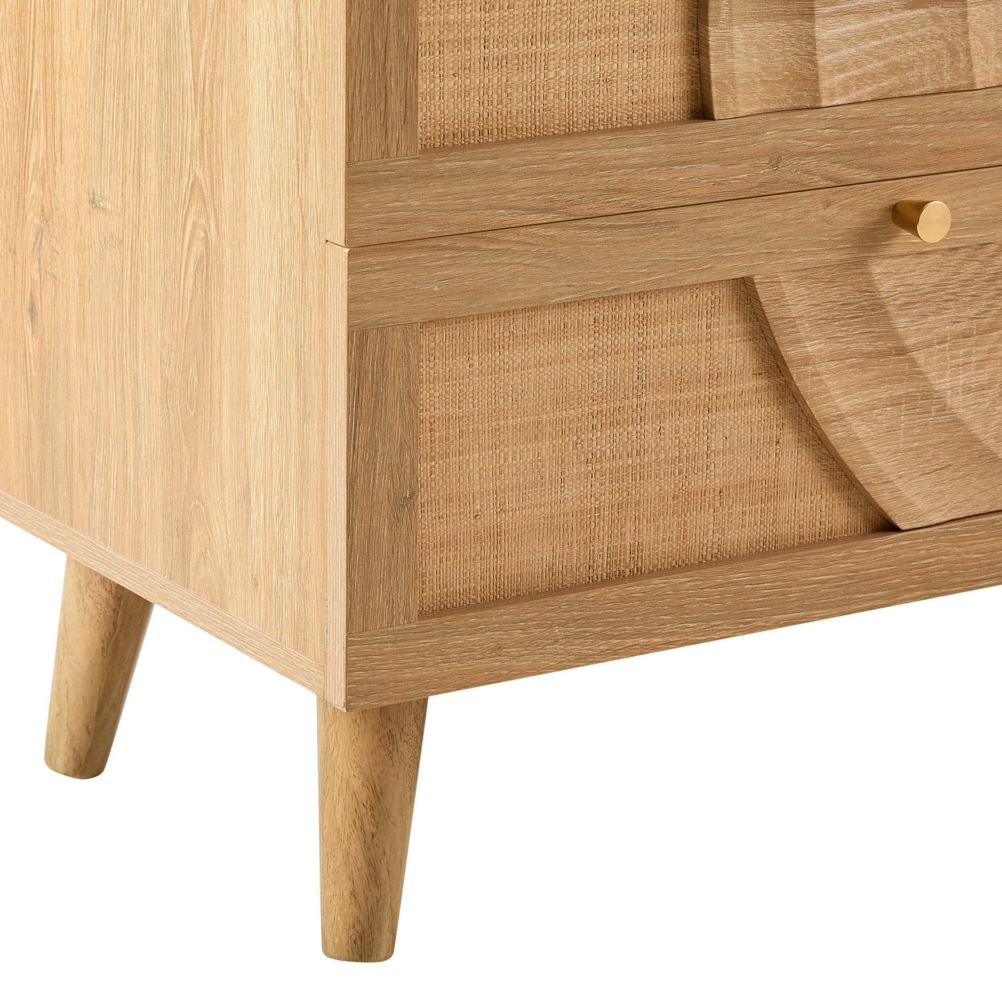 DUS-CC2-05482 Grade-B Dusk Raven Light Wood & Rattan 6 Drawer Chest RRP £259.00