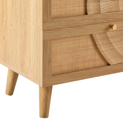 DUS-CC2-05482 Grade-B Dusk Raven Light Wood & Rattan 6 Drawer Chest RRP £259.00