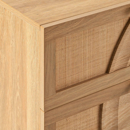 DUS-CC2-05482 Grade-B Dusk Raven Light Wood & Rattan 6 Drawer Chest RRP £259.00