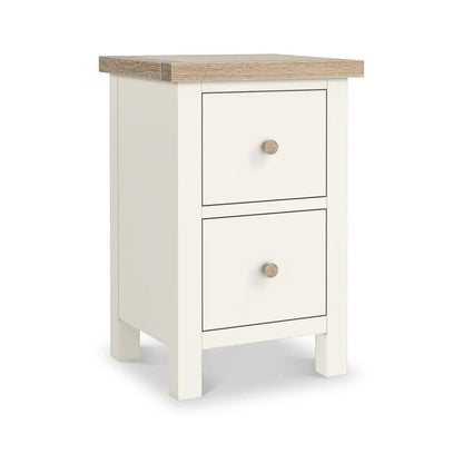 ROS-OUT-00489 Grade-C1 Roseland Furniture Farro Coconut White & Oak Slim Bedside Table RRP £94.95