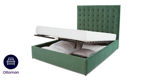 DFS-NEW-06289 Grade-A DFS Rhea Super King Ottoman Bed In Green RRP £399