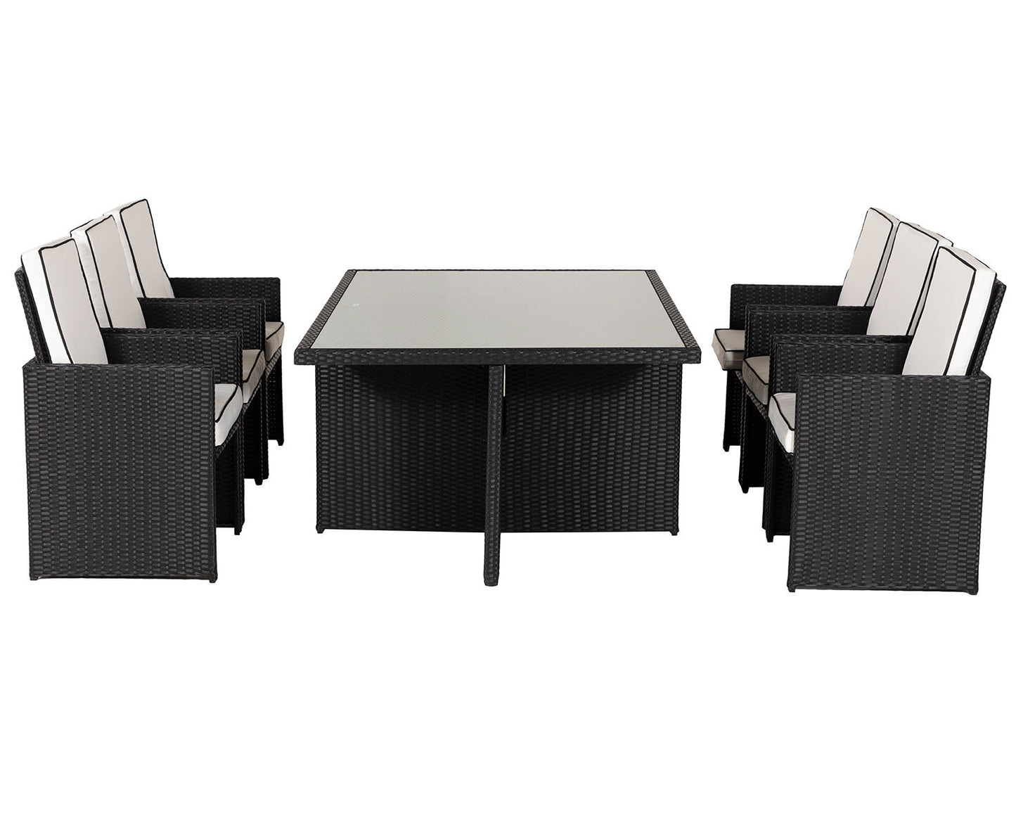 Grade-A Rattan Direct Barcelona 6 Seater Cube Set in Black and Vanilla RRP £1459