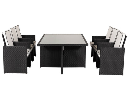 Grade-A Rattan Direct Barcelona 6 Seater Cube Set in Black and Vanilla RRP £1459