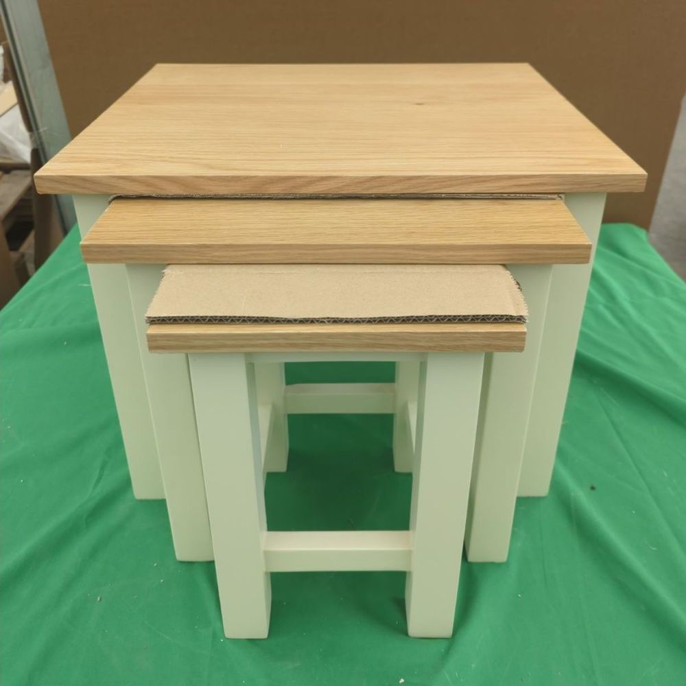 ROS-OUT-00261 Grade-C1 Roseland Furniture Farrow Cream Nest Of Tables RRP £114.95