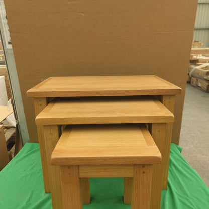 ROS-OUT-00382 Grade-C1 Roseland Furniture Broadway Oak Nest of Tables RRP £284.95