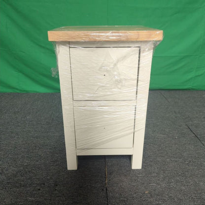 ROS-OUT-00489 Grade-C1 Roseland Furniture Farro Coconut White & Oak Slim Bedside Table RRP £94.95