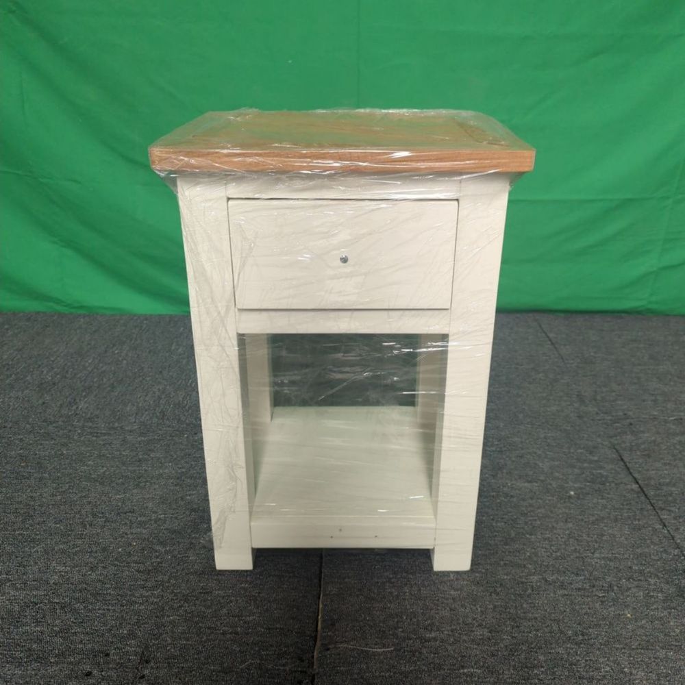 ROS-OUT-00496 Grade-C1 Roseland Furniture Duchy Cream & Oak 1 Drawer Bedside Table RRP £95.95