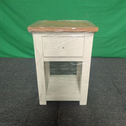 ROS-OUT-00496 Grade-C1 Roseland Furniture Duchy Cream & Oak 1 Drawer Bedside Table RRP £95.95