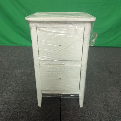 ROS-OUT-00531 Grade-C1 Roseland Furniture Chester White Narrow 2 Drawer Bedside Cabinet RRP £109.95