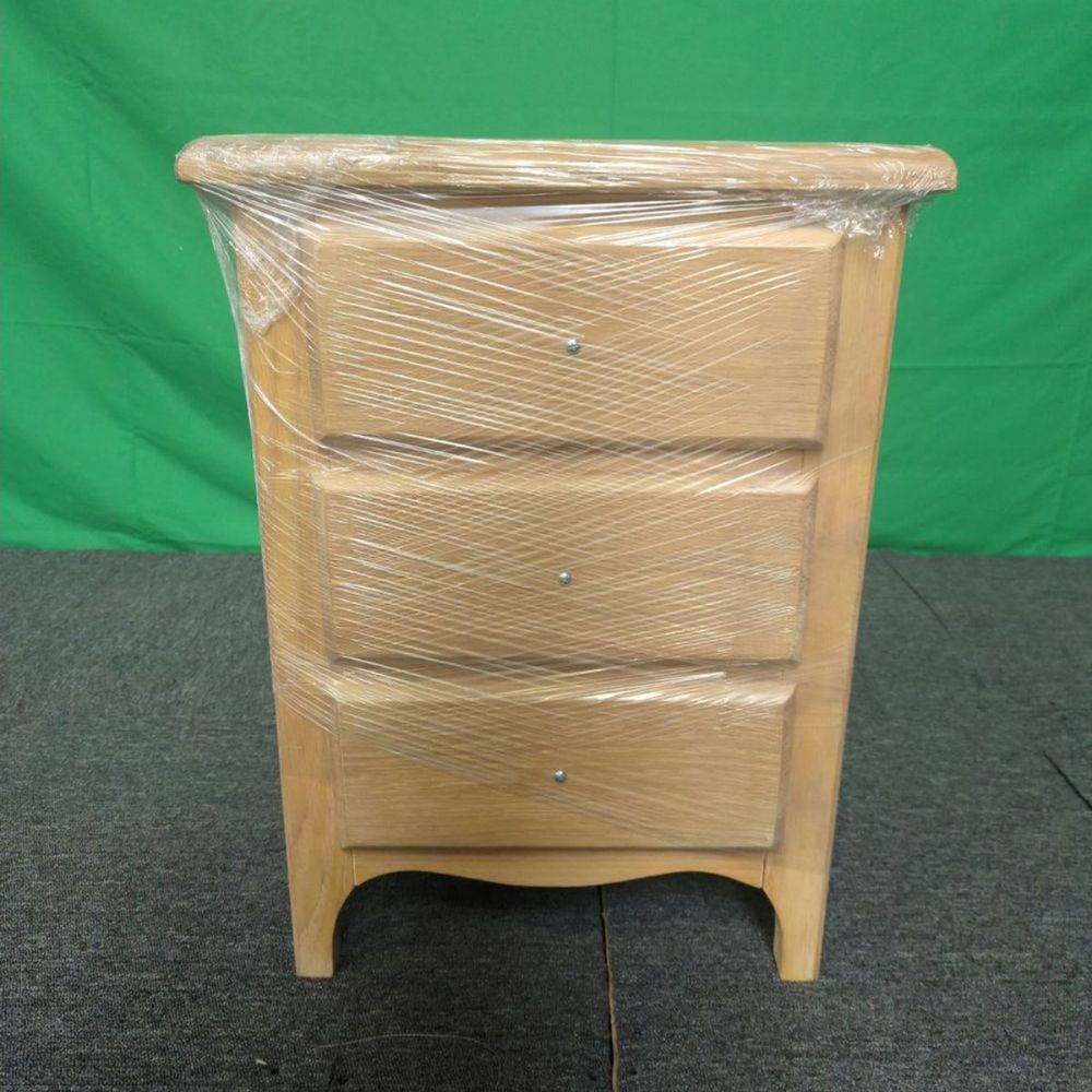 ROS-OUT-00621 Grade-C1 Roseland Furniture Celine Washed Oak 3 Drawer Bedside Table RRP £139.95