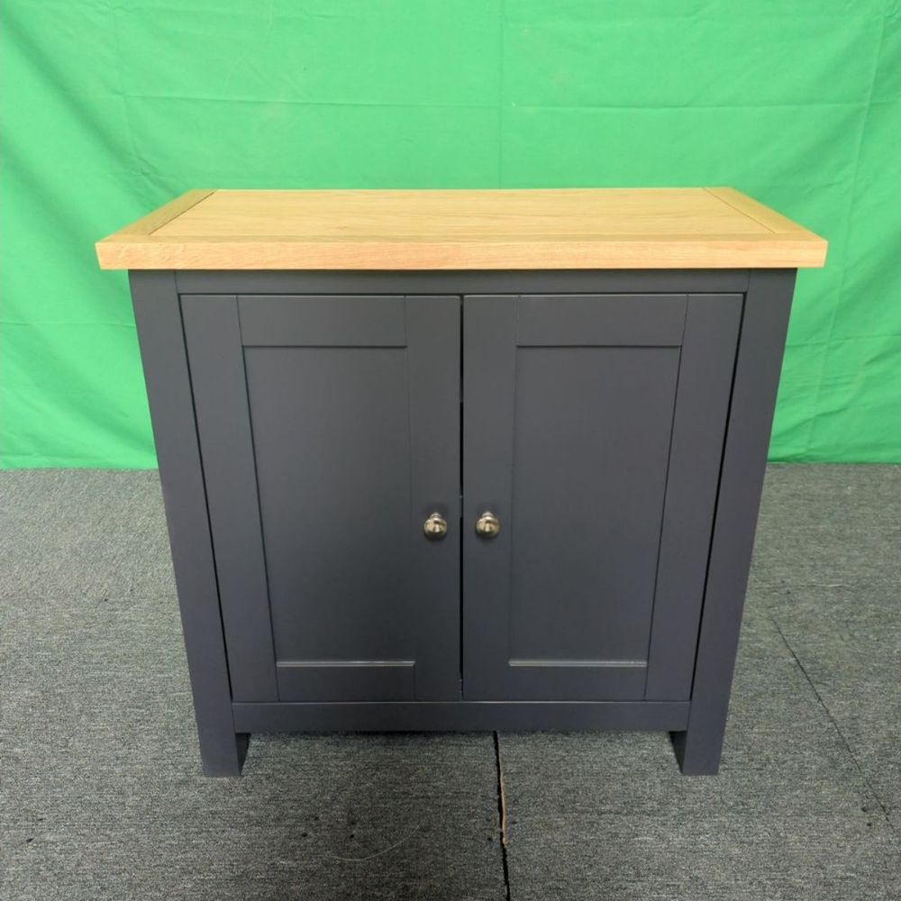 ROS-OUT-00646 Grade-C1 Roseland Furniture Farro Charcoal & Oak Mini Cupboard RRP £194.95
