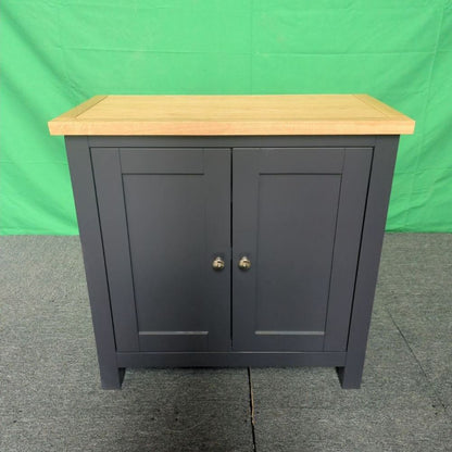 ROS-OUT-00646 Grade-C1 Roseland Furniture Farro Charcoal & Oak Mini Cupboard RRP £194.95