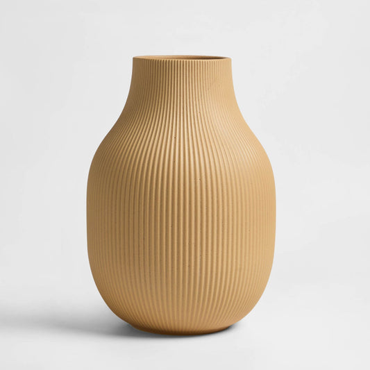 DUS-CC2-02563 Grade-B Dusk Rose Matt Ribbed Clay Vase - Sand RRP £18.00
