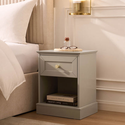 DUS-CC2-03281 Grade-B Dusk Ruby 1 Drawer Nightstands - Taupe RRP £80.00