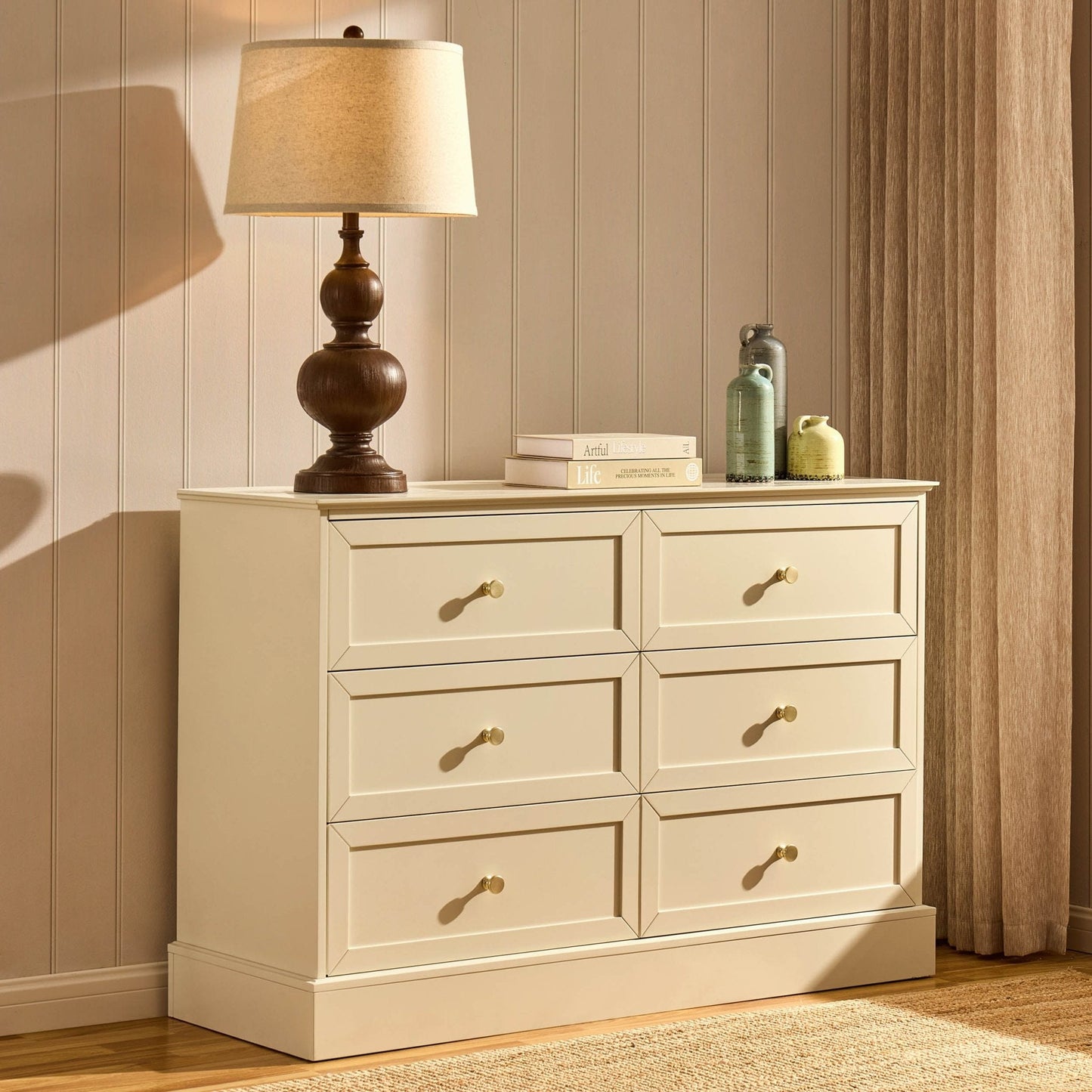 DUS-CC2-04008 Grade-B Dusk Ruby 6 Drawer Chest - Cream RRP £239.00