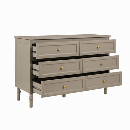 DUS-GOL-05743 Grade-B Dusk Ruby 6 Drawer Chest - Taupe RRP £259