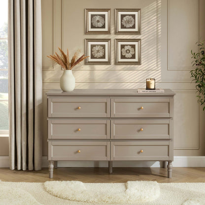 DUS-GOL-05743 Grade-B Dusk Ruby 6 Drawer Chest - Taupe RRP £259