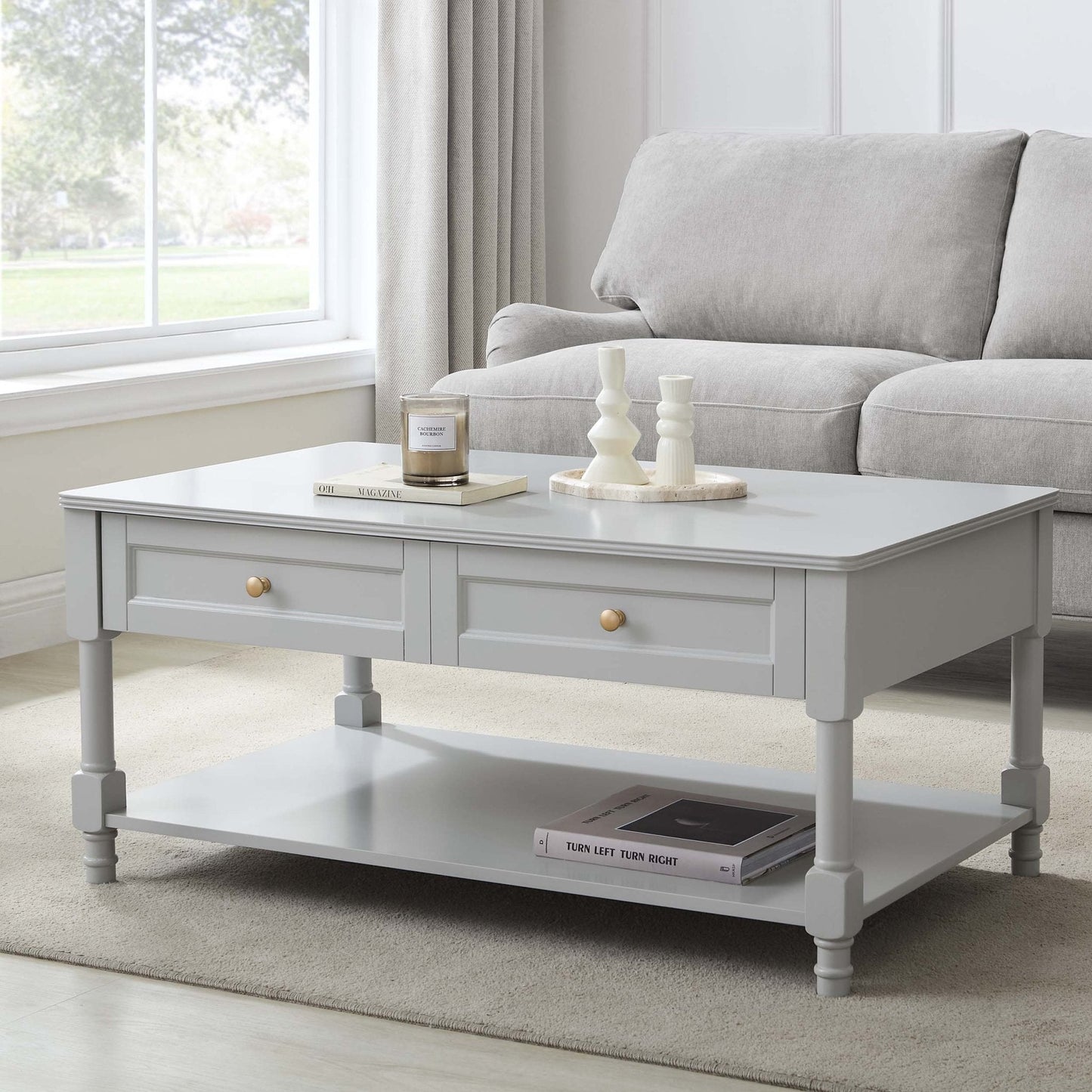 DUS-GOL-03644 Grade-B Dusk Ruby Coffee Table - Light Grey RRP £152