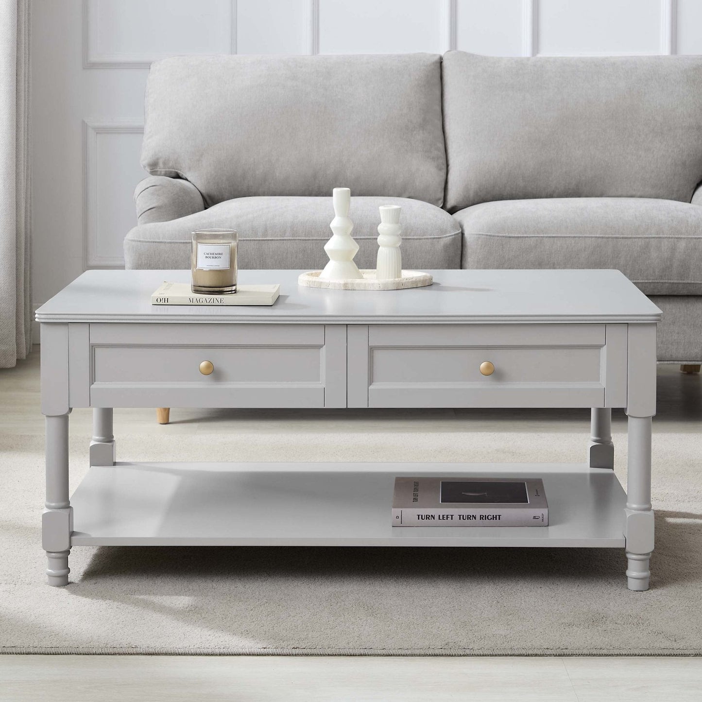 DUS-GOL-06951 Grade-B Dusk Ruby Coffee Table - Light Grey RRP £152