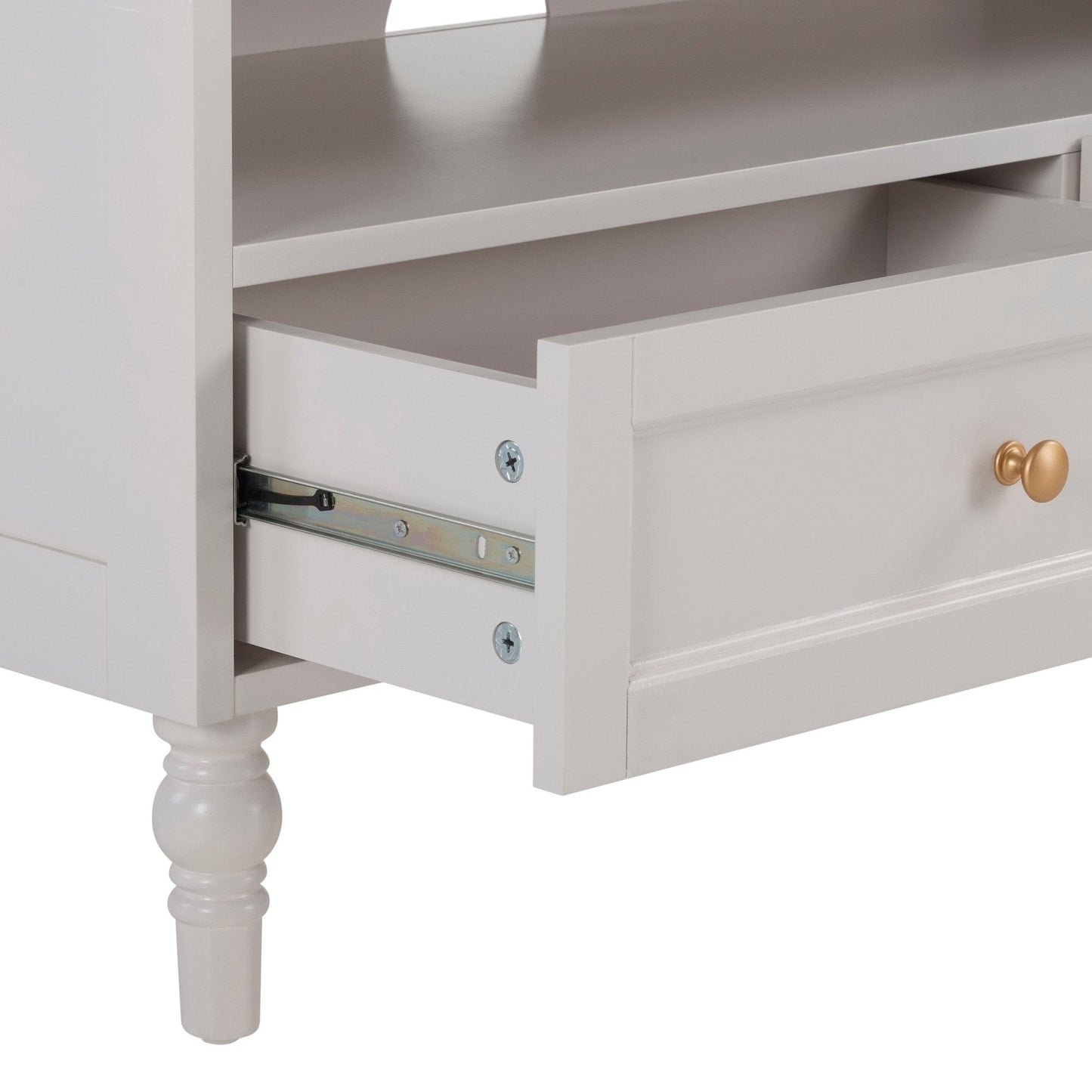 DUS-GOL-04696 Grade-B Dusk Ruby Corner TV Unit - Stone Grey RRP £99