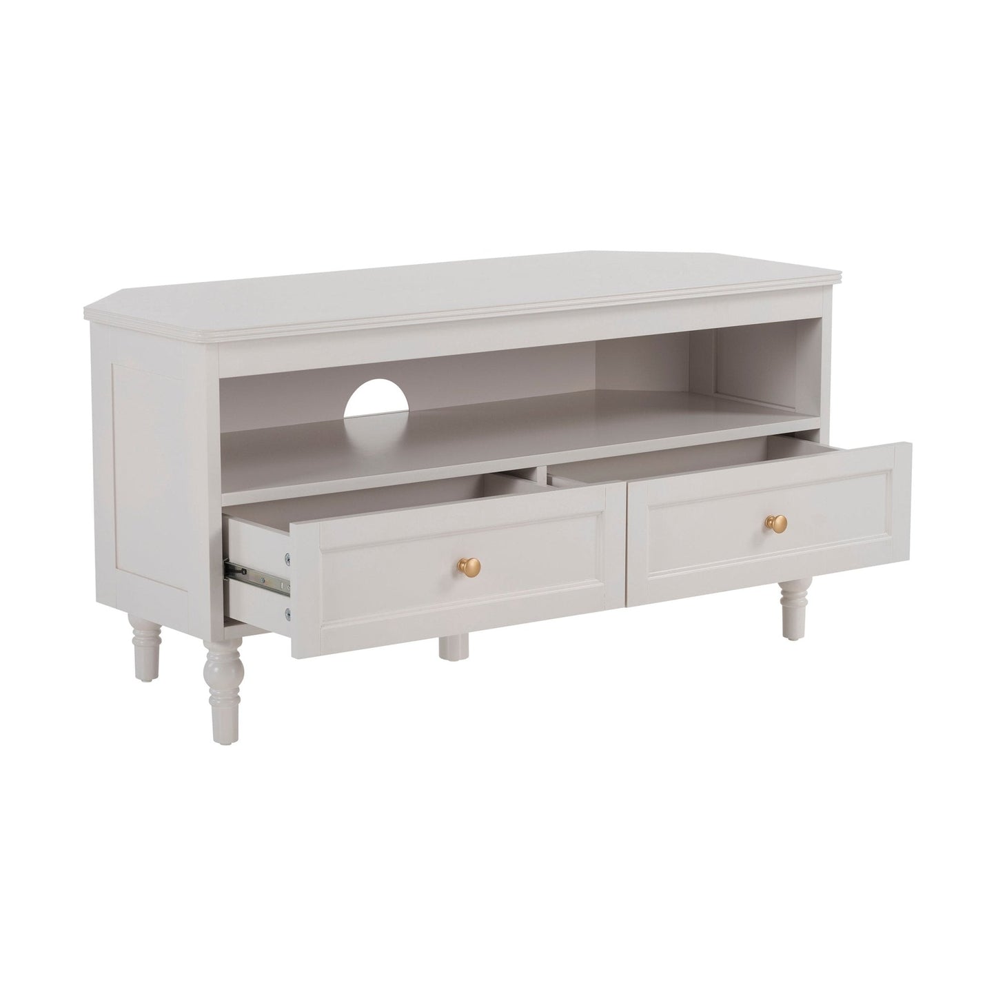 DUS-GOL-04696 Grade-B Dusk Ruby Corner TV Unit - Stone Grey RRP £99
