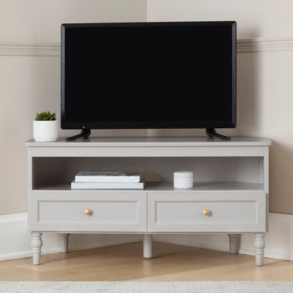 DUS-GOL-04696 Grade-B Dusk Ruby Corner TV Unit - Stone Grey RRP £99