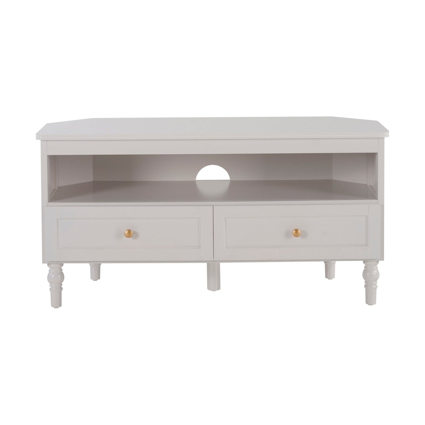 DUS-GOL-04696 Grade-B Dusk Ruby Corner TV Unit - Stone Grey RRP £99