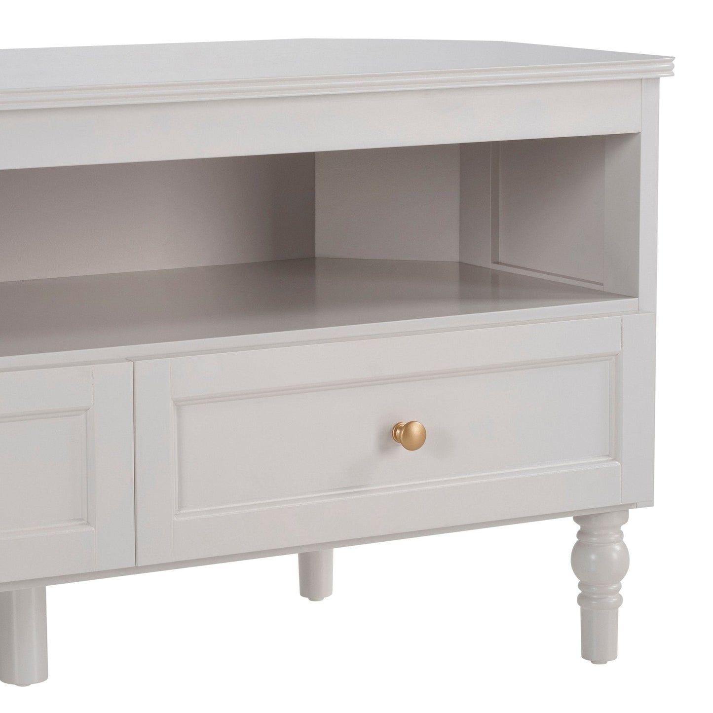 DUS-GOL-04696 Grade-B Dusk Ruby Corner TV Unit - Stone Grey RRP £99