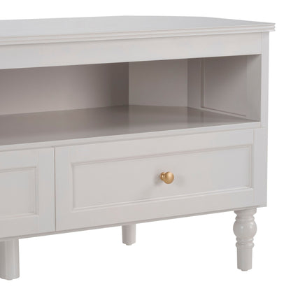 DUS-GOL-04696 Grade-B Dusk Ruby Corner TV Unit - Stone Grey RRP £99