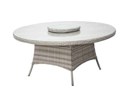 Grade-A Rattan Direct Large Round Grey Garden Dining Table with Lazy Susan RRP £549