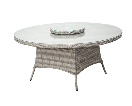 Grade-A Rattan Direct Large Round Grey Garden Dining Table with Lazy Susan RRP £549