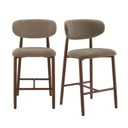 DUS-CC2-03416 Grade-B Dusk Sally Set of 2 Barstools - Chenille Mushroom RRP £169.00