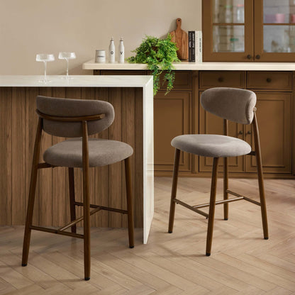 DUS-CC2-03416 Grade-B Dusk Sally Set of 2 Barstools - Chenille Mushroom RRP £169.00