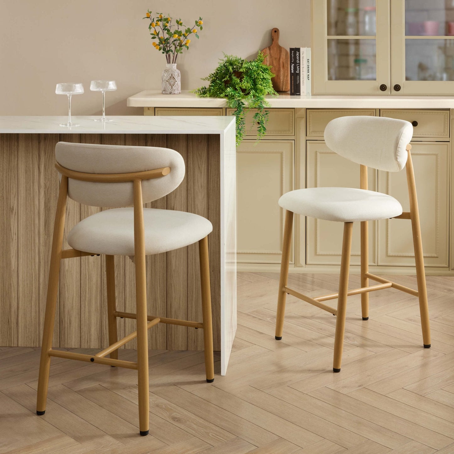 DUS-CC2-04028 Grade-B Dusk Sally Set of 2 Barstools - Cream Linen RRP £169.00