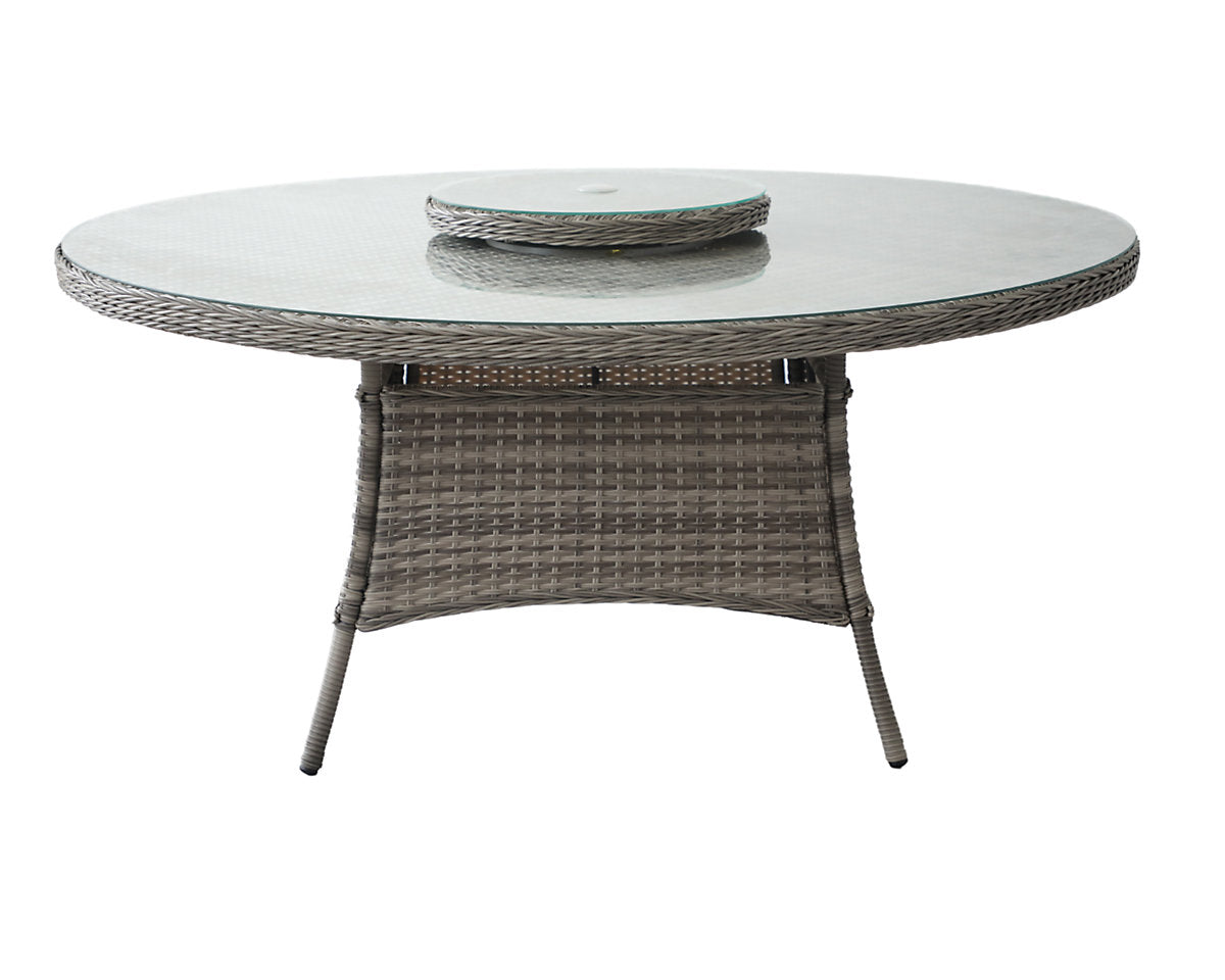 Grade-A Rattan Direct Large Round Grey Garden Dining Table with Lazy Susan RRP £549