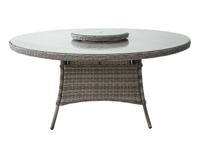 Grade-A Rattan Direct Large Round Grey Garden Dining Table with Lazy Susan RRP £549
