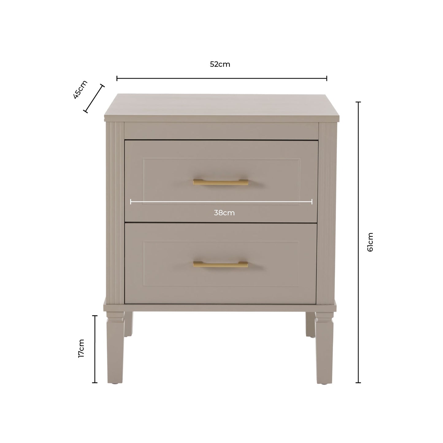 DUS-GOL-07391 Grade-B Dusk Sienna 2 Drawer Bedside Table - Dusty Mauve RRP £109