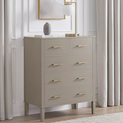 DUS-GOL-00769 Grade-B Dusk Sienna 5 Drawer Chest - Taupe RRP £219