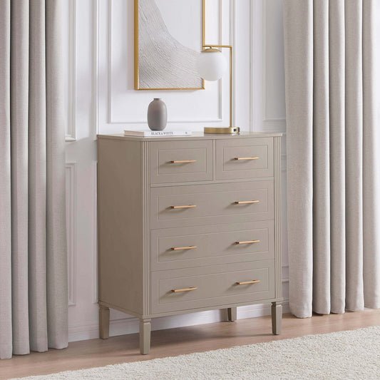 DUS-CC2-04832 Grade-B Dusk Sienna 5 Drawer Chest - Taupe RRP £219.00