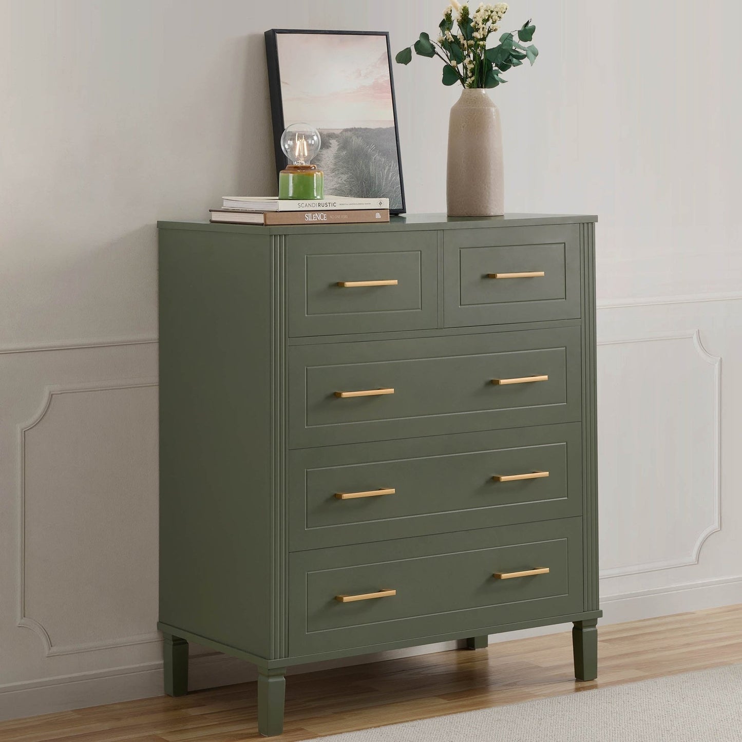 DUS-GOL-01457 Grade-B Dusk Sienna 5 Drawer Chest - Vetiver RRP £179