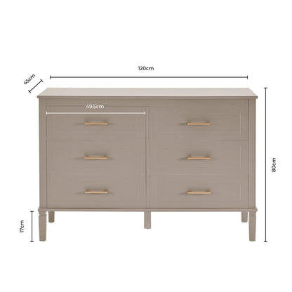 DUS-CC2-04736 Grade-B Dusk Sienna 6 Drawer Chest - Taupe RRP £259.00