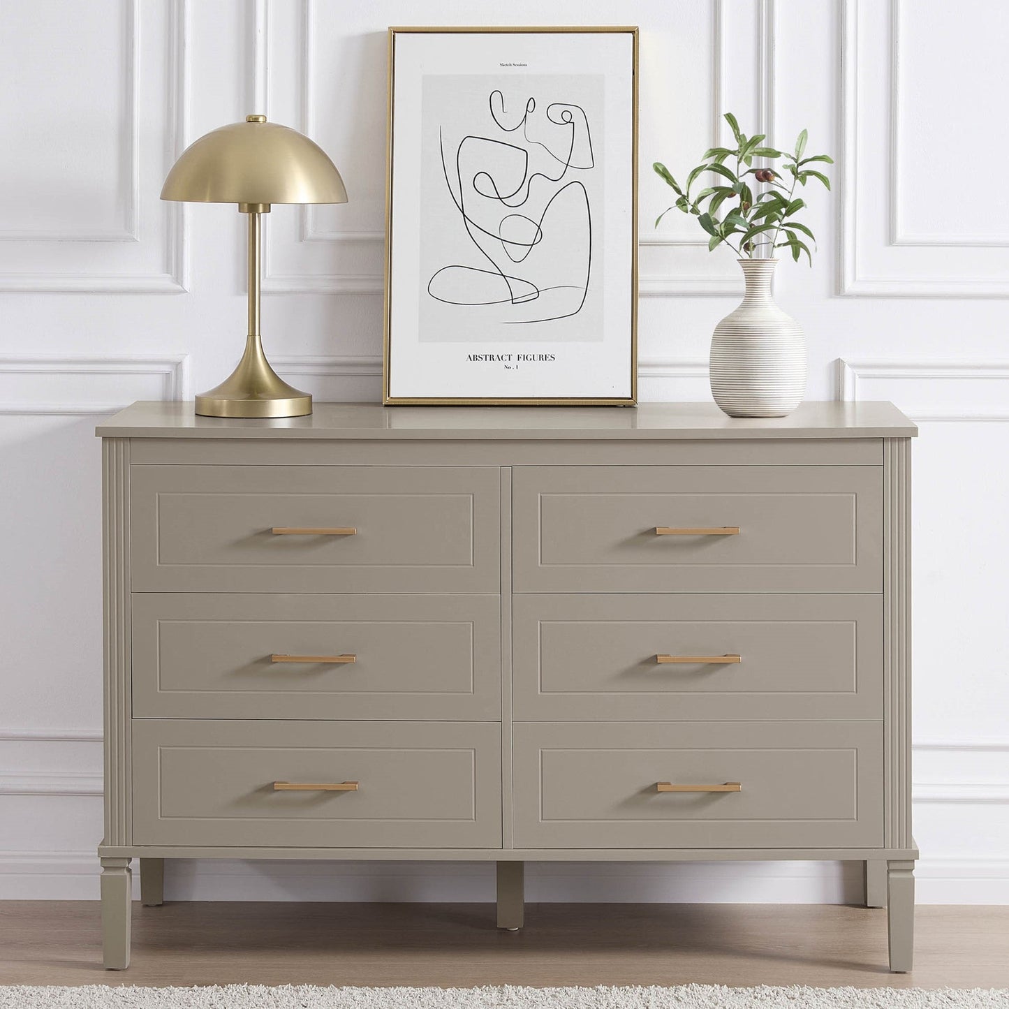 DUS-CC2-04736 Grade-B Dusk Sienna 6 Drawer Chest - Taupe RRP £259.00